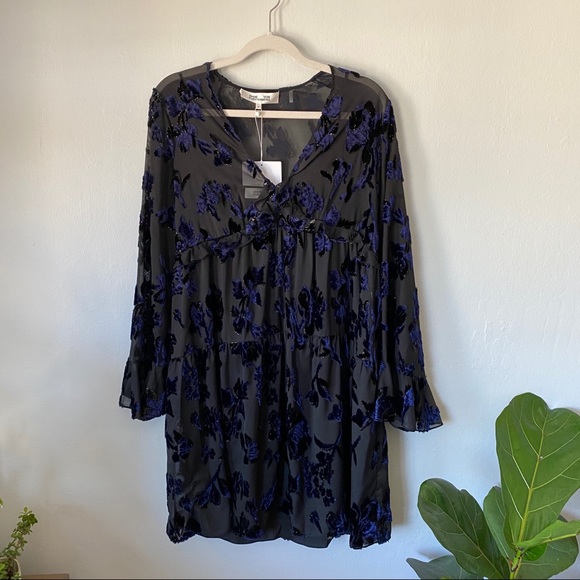 DVF Adelia Velvet Design Bell Sleeve Dress - Picture 3 of 6